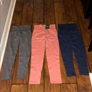 Halara Pink High-Waist Leggings & two non branded pair of leggings